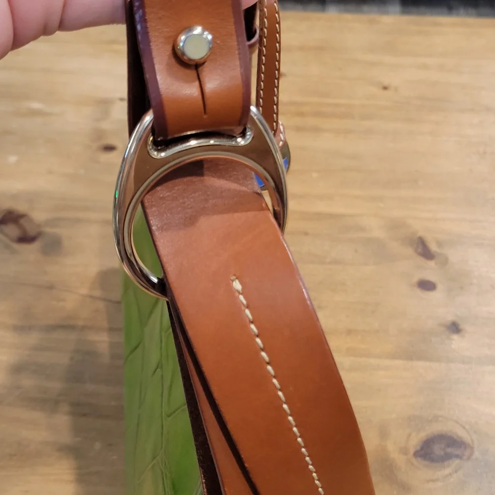 Dooney & Bourke Green Croc Embossed Leather Hobo Shoulder Bag Purse Vintage Y2K - Picture 6 of 16